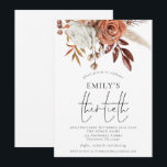 Invitación Rustic Terracotta Florals Trigésimo Fiesta de Cump<br><div class="desc">Rustic Terracotta Florals Treinta Aniversario Un elegante guión para la ocasión y fácil personalizar el resto del texto a sus propios requerimientos.</div>