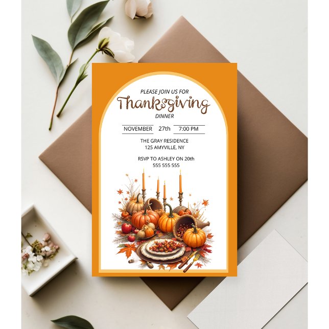 Invitación Rustic Thanksgiving Dinner (Subido por el creador)