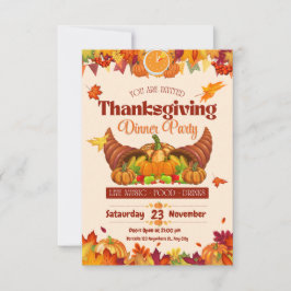 Invitación Rustic Thanksgiving Dinner Invitation Fall Party 