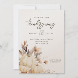 Invitación Rustic Thanksgiving Dinner Pumpkin