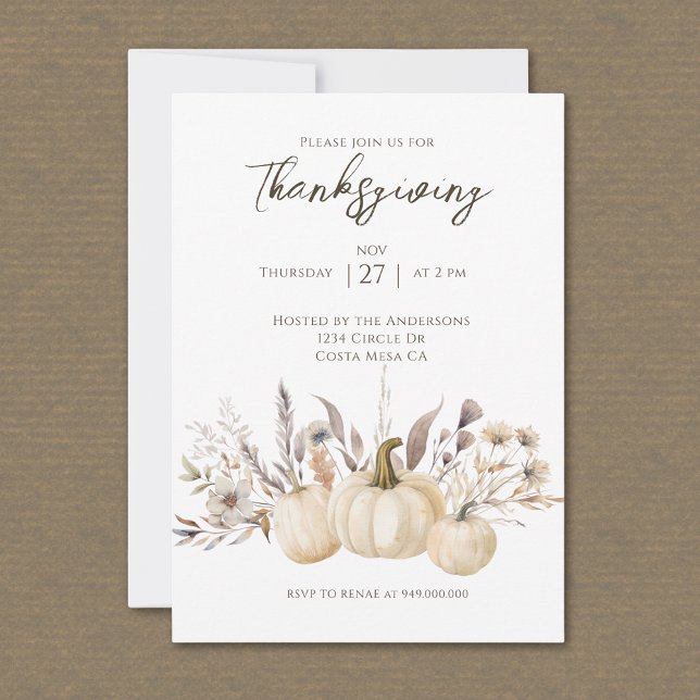 Invitación Rustic Thanksgiving Dinner Pumpkin  (Subido por el creador)