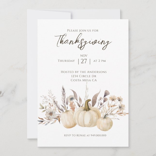Invitación Rustic Thanksgiving Dinner Pumpkin  (Anverso)