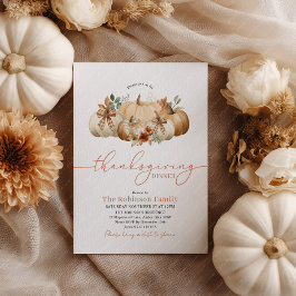 Invitación Rustic Thanksgiving Dinner Pumpkin Bows