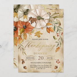 Invitación Rustic Thanksgiving Dinner Pumpkin Invitation