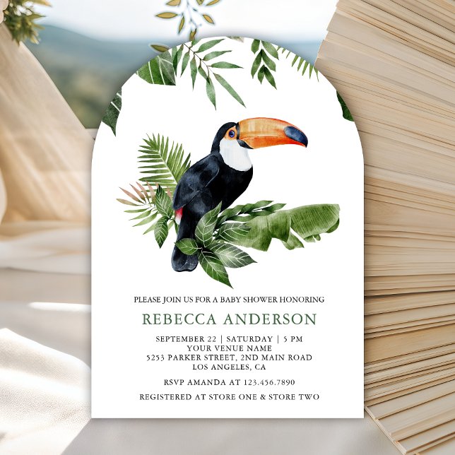 Invitación Rustic Tropical Jungle Cute Toucan Baby Shower (Subido por el creador)