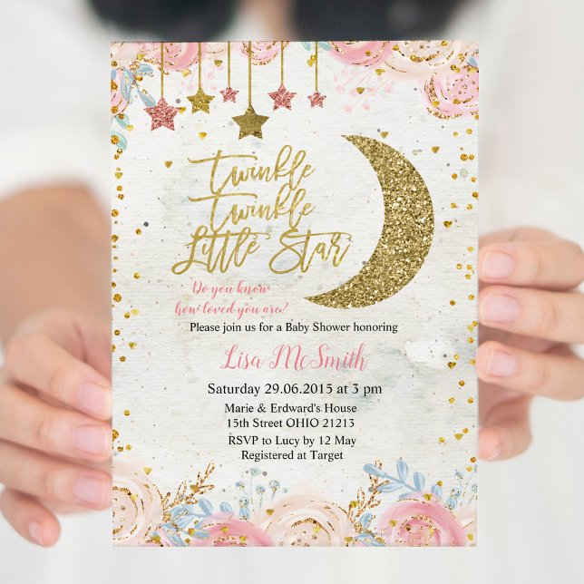 Invitación Rustic Twinkle Twinkle Little Star Baby Shower (Subido por el creador)