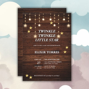 Invitación Rustic Twinkle Twinkle Little Star Baby Shower