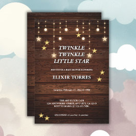 Invitación Rustic Twinkle Twinkle Little Star Baby Shower