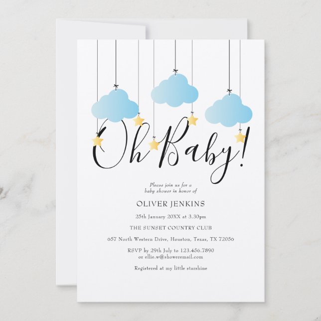 Invitación Rustic Twinkle Twinkle Oh Baby Baby Shower (Anverso)
