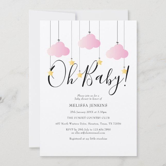 Invitación Rustic Twinkle Twinkle Oh Baby Baby Shower (Anverso)