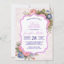 Invitación Rustic Vintage Personalized Floral Rose Design    