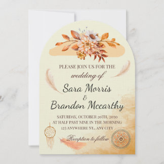 Invitación Rustic Watercolor Bohemian Wedding Card