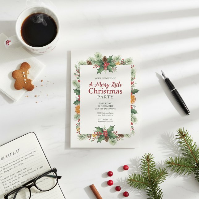 Invitación Rustic Watercolor Christmas Invitation (Rustic Watercolor Christmas Invitation)