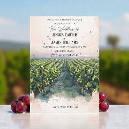 Invitación Rustic Watercolor Elegant Vineyard Wedding