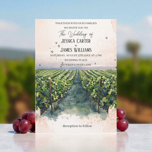 Invitación Rustic Watercolor Elegant Vineyard Wedding (Subido por el creador)