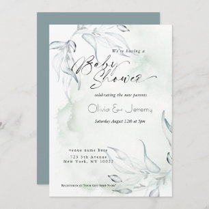 Invitación Rustic Watercolor Eucalyptus Foiliage Baby Shower