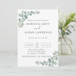 Invitación Rustic Watercolor Eucalyptus Greenery Wedding