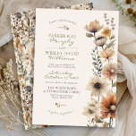 Invitación Rustic Watercolor Fall Floral Ivory Autumn Wedding<br><div class="desc">Personalize this unique and elegant watercolor Fall floral all-in-one ivory Autumn season wedding invitation featuring soft terracotta, cream, gold and soft blush pink flowers and sage green along the right-hand side with simple typography script over a soft creamy ivory background on the front, and a lovely fall floral pattern on...</div>