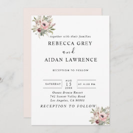 Invitación rustic watercolor floral bouquet