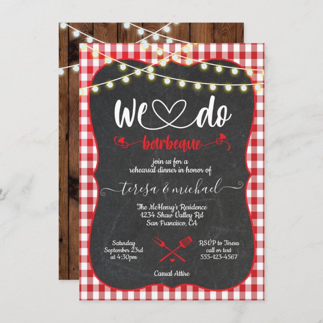 Invitación Rustic We do Barbecue Engagement invitations (Anverso / Reverso)