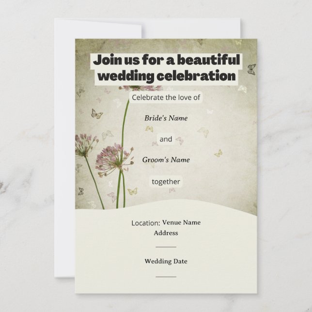 Invitación Rustic Wedding Invitation – Customizable Details (Anverso)