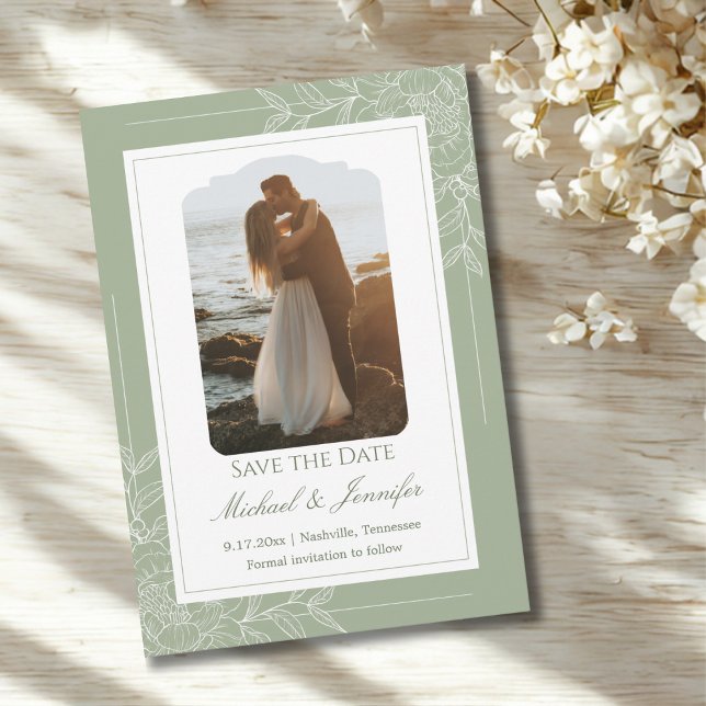 Invitación Rustic Wedding Sage Green and White Modern (Subido por el creador)