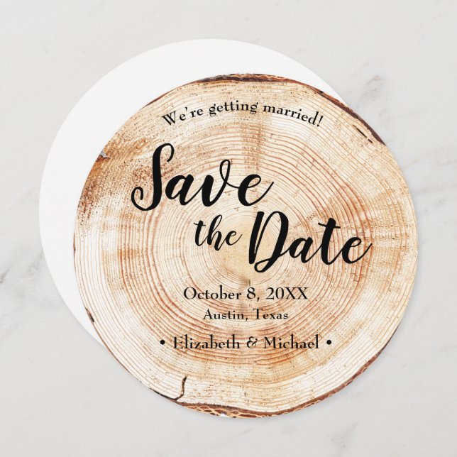 Invitación Rustic Wedding Save the date QR Code website (Anverso / Reverso)