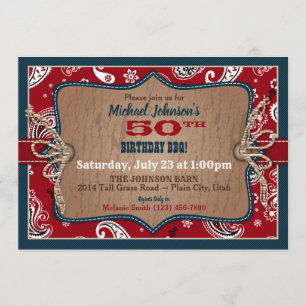 Invitación Rustic Western Bandanna Imprimir Cumpleaños de Cow