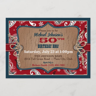 Invitación Rustic Western Bandanna Imprimir Cumpleaños de Cow