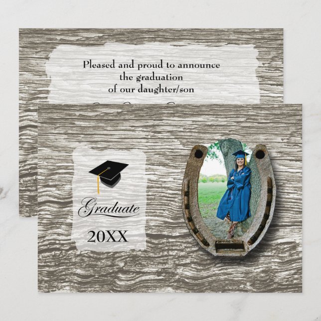 Invitación Rustic Western College Graduation Announcement  (Anverso / Reverso)