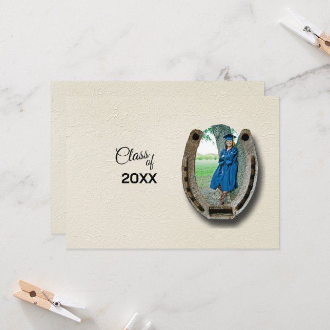 Invitación Rustic Western College Graduation Announcement  (Anverso/Reverso In Situ)