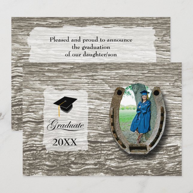 Invitación Rustic Western Hi-School Graduation Announcement  (Anverso / Reverso)