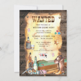 Invitación Rustic Western Rodeo Cowboy Casino