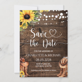 Invitación Rustic Western Save the Date Wedding