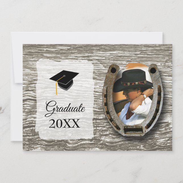 Invitación Rustic Western-style with Photo Graduation (Anverso)