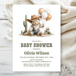 Invitación Rustic Western Teddy Bear Baby Shower Invitation