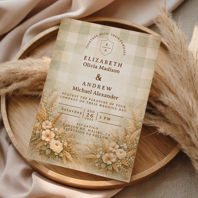 Invitación Rustic Wheat And Wildflower Garden Wedding (Subido por el creador)