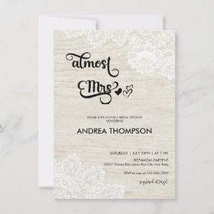 Invitación Rustic White Wood Lace Despedida de Soltera