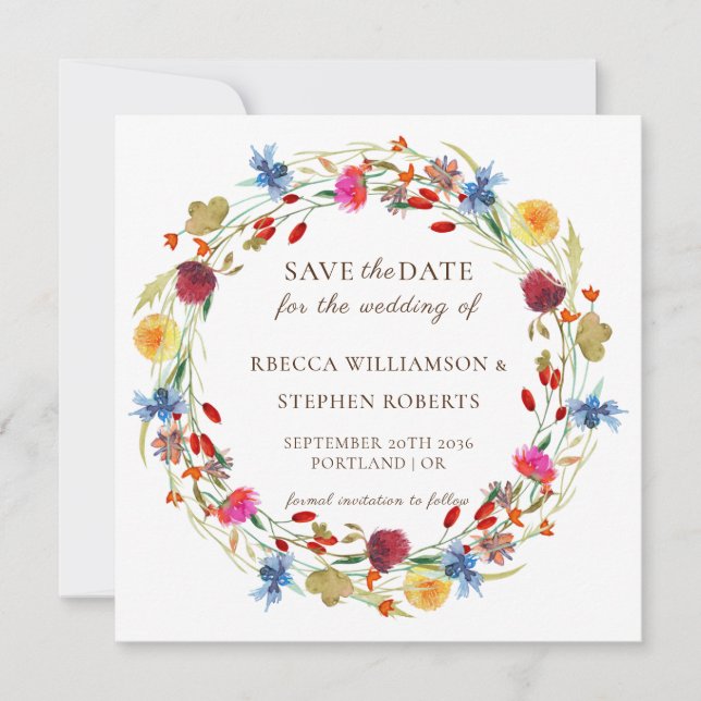 Invitación Rustic Wild Flower Wedding Save the Date Invitati (Anverso)