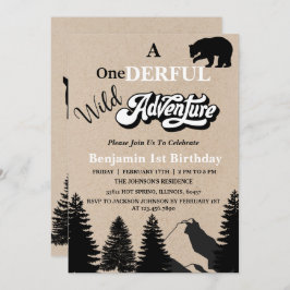 Invitación Rustic Wild One Adventure First Birday Party