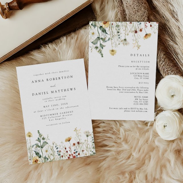 Invitación Rustic Wildflower All in One Wedding Invitation (Subido por el creador)