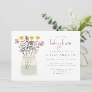 Invitación Rustic Wildflower Mason Jar Baby Shower
