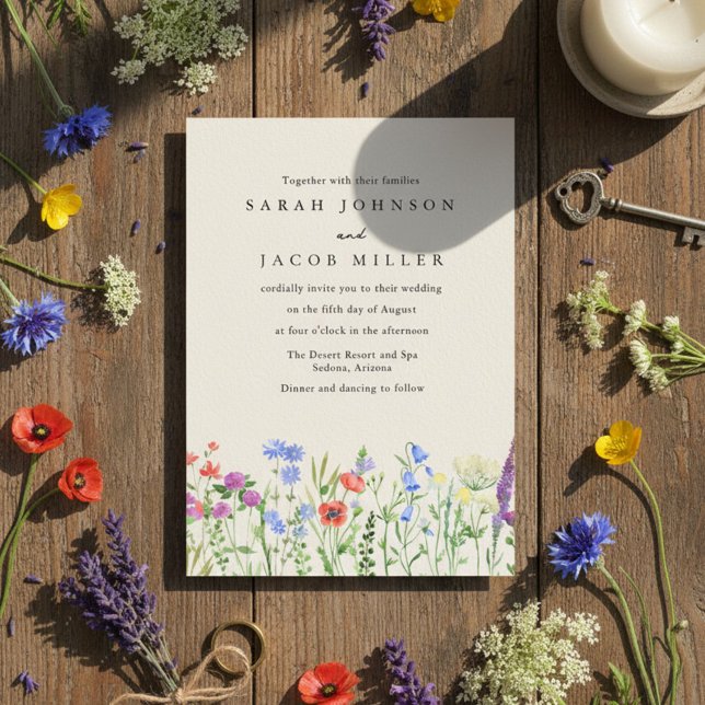 Invitación Rustic Wildflower Meadow Wedding Invitation (Rustic Wildflower Meadow Wedding Invitation)