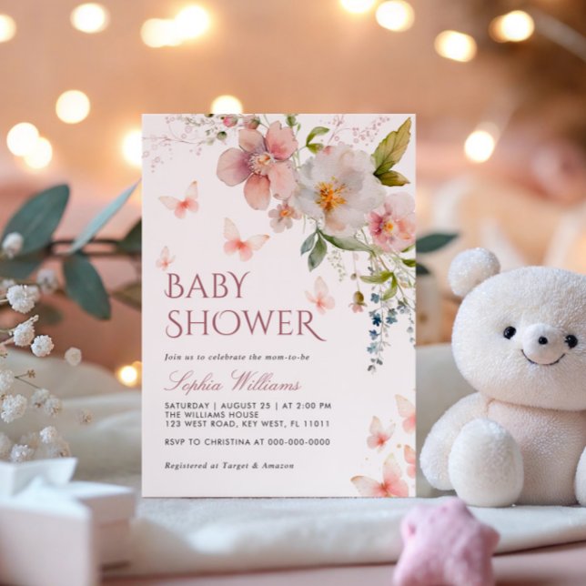 Invitación Rustic Wildflowers Butterflies Baby Shower (Subido por el creador)