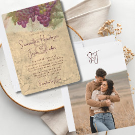 Invitación Rustic Wine Country Wedding Couples Photo