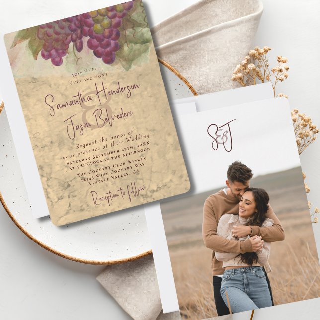 Invitación Rustic Wine Country Wedding Couples Photo (Subido por el creador)