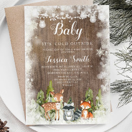 Invitación Rustic Winter Animals Woodland Boy Baby Shower