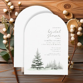 Invitación Rustic Winter Bridal Shower Green Arch ID1049