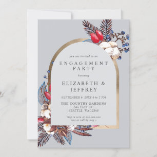Invitación Rustic Winter Florals Arched Engagement Party