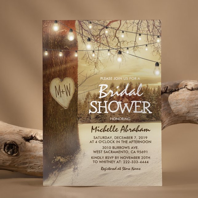 Invitación Rustic Winter Tree Twinkle enciende ducha de novia (Subido por el creador)